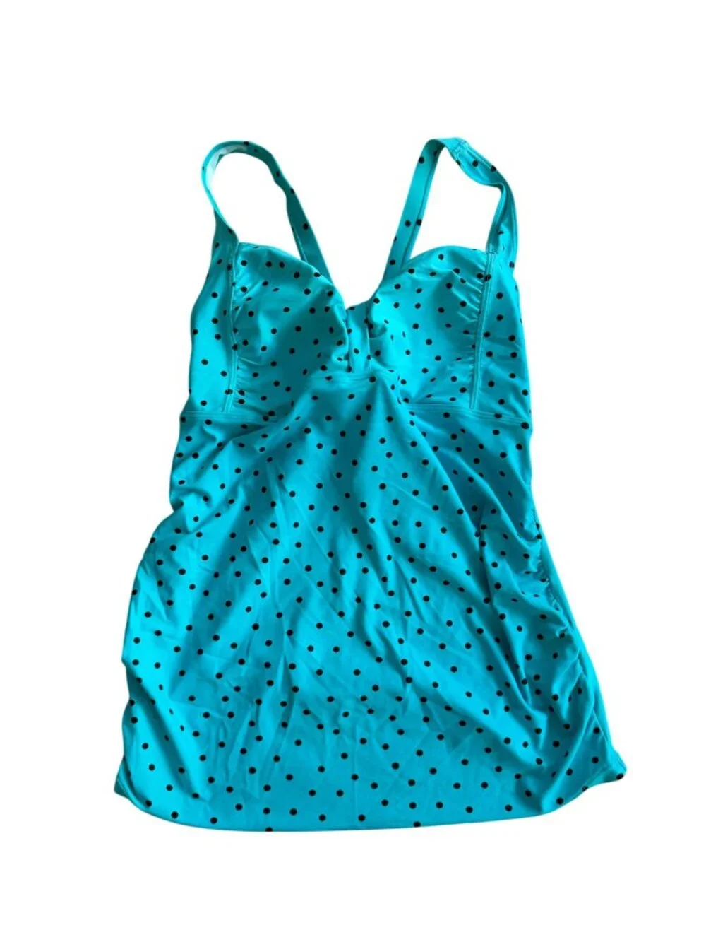 MOTHERHOOD MATERNITY Blue Polka Dot Swim Tankini Top Size Medium